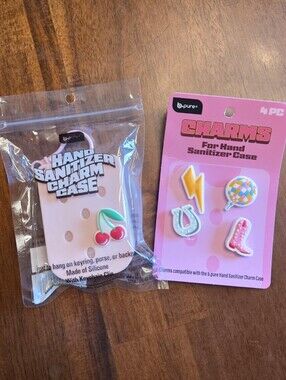 NWT Pink Hand Sanitizer Charm Case with Fun Charms